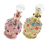INOOMP 2 Pièces Flacon de Parfum Rechargeable, Flacon de Parfum Roll-on, 15ml, Verre et Métal, Étanche, Portable, Style Moyen-Oriental, pour Voyage et Mariage