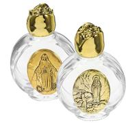 INOOMP 2 Pièces Flacon Décoratif en Verre Capuchon Rose pour Eau Bénite | Verre, Facile à Remplir Transporter, pour Pèlerinage, Maison, Parfum, Fidèle Catholique