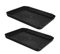 INOOMP 2 pièces Lot de Bacs à Plastique Noirs Plateau Multi-Usage pour Rangement Chaussures Protection Sol Antidérapante pour Entrée Intérieure et Jardin