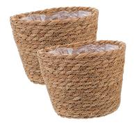 INOOMP 2 Pièces Lot de Paniers à Plantes Tressé pour Intérieur Panier De Jardinière Design Naturel Simple pour Composition De Fleurs
