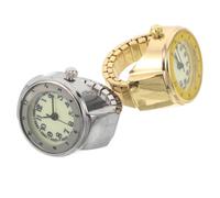 INOOMP 2 Pièces Montre-Bague Numérique Rétro Unisexe en Acier Inoxydable | Affichage Lumineux à Chiffres Arabes, Anneau Miniature, Verre, Style Vintage, pour Aventures et Entraînements