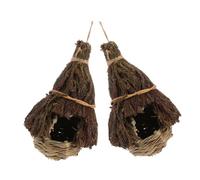 INOOMP 2 pièces Nid Doiseau Suspendu Herbe Tressée Main Nid de Jardin Décoratif Aux Intempéries Paille pour et Petits Oiseaux
