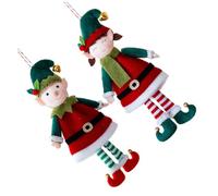 INOOMP 2 Pièces Ornements de Noël Couple Peluche Douce Décoration Suspendue Résistante Aux Couleurs pour Sapin Porte et Table Idée Cadeau Festive pour