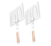 INOOMP 2 pièces Panier Grillades Barbecue Rigide Petite Maille Accessoires Fumeurs Barbecue Légers pour Poisson et Viande Poignée Longue pour Camping Extérieur et BBQ Maison