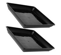 INOOMP 2 Pièces Plateau De Pot De Fleur Soucoupe Rectangulaire Égouttoirs en Plastique Soucoupe De Pot De Planteur Plateau De Receveur d'eau pour Plantes Bac à Eau pour Jardinière PP Noir