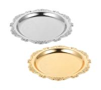 INOOMP 2 Pièces Plateau de Service Vintage en Fer, Rond 6 Pouces | Service Alimentaire Polyvalent, Décoration Élégante, pour Table à Manger et Table Basse, Facile à Nettoyer