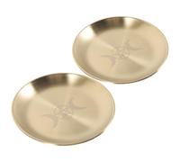 INOOMP 2 pièces Plateaux Décoratifs Métal Pentagramme Plateaux de Rangement Petits Plateau Centre de Table pour Rituel et Bougies Plateau de Cérémonie Chamanique Robuste