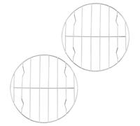 INOOMP 2 Pièces Support à Côtes pour Barbecue Extérieur, Grille Ronde | Léger, Facile à Ranger Transporter, Usage en Sortie, Finition Argentée, pour Cuisson Dehors