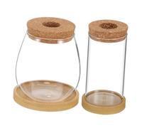 INOOMP 2 pièces Vase de Propagation Verre Borosilicate avec Couvercle Liège et Plateau Pots Hydroponiques pour Plantes Intérieur Terrariums Transparants pour Culture sans Terre
