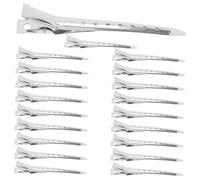 INOOMP 20 Pièces Pinces à Cheveux à Bec de Canard en Fer Argenté pour Coiffure Professionnelle, Surface Lisse Qui Ne Pas Cheveux, Usage à Domicile ou Salon