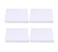 INOOMP 200 Fiches Bristol Lignées Horizontales Blanches 200g, Format Petit, Lot de 4 Paquets de 50 Cartes pour Étude, Révision et Organisation, Papier Résistant aux Bavures, Bureau