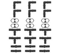 INOOMP 24 Pièces Kit de Raccords PE pour Arrosage Goutte à Goutte, Connecteurs Coudés, Droits T, Buse Amovible pour Irrigation de Cultures et Balcon