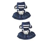 INOOMP 2pièces Robe Jean pour Petit Chien Et Chat avec Bretelles Ours Vêtements De Saison pour Chiens Filles XS
