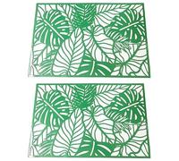 INOOMP 2pièces Set de Table Rectangulaire Motif de Monstera Anti-dérapant PVC Lot de Protection Table pour Dîner et Décoration Tropicale Intérieure et Extérieure