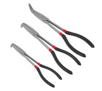 INOOMP 3 Pièces Pince à Bec Long Acier Durci Angles Courbés Poignée Isolante pour Travaux de Précision et Espaces Étroits