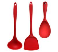 INOOMP 3 pièces Set de Cuisine Silicone Louche à Riz Antiadhésive Spatule et Cuillère à Soupe Ustensiles Sûrs et Faciles à Suspendre pour Usage Quotidien et Cadeau Pratique
