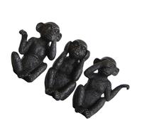INOOMP 3 Pièces Statue Singe Résine Décor de Bureau Animaux Mignons Figurines Postures Sagesse Dont See Dont Hear Speak Noir