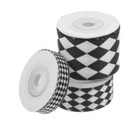 INOOMP 3 rouleaux de ruban gros-grain à carreaux noirs et blancs de | Ruban à sur le thème des voitures, 15 yards au total, pour la création de couronnes et la décoration de fêtes sur le
