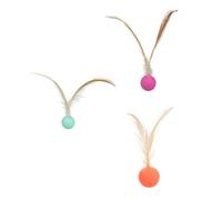 INOOMP 3pcs Balle Élastique pour Chat Plumage Artificielles en Caoutchouc, Interactif Amusant pour Chats pour Combattre L'ennui et Accompagner Les Animaux