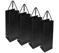 INOOMP 4 Paquet à Vin en Papier Noir avec Poignées, Emballage Présent Élégant et Pratique pour Bouteilles, pour Fêtes et Événements Retail, Lot de 4