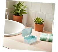 INOOMP 4 Pièces Boîte à avec Couvercle et Double Drainage Porte Éponge à Rainures Lot de Bleu Ciel Compact et Auto Vidangeant pour Salle de Bain et Évier