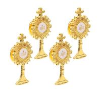 INOOMP 4 Pièces Insigne de Revers de Parti Religieux, Épingle de Col, Alliage de Zinc, Or, Attache Facile, Résistante Décoloration, pour Garçons et Filles, Première Communion, Port