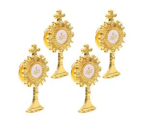 INOOMP 4 Pièces Insigne de Revers de Parti Religieux, Épingle de Col, Alliage de Zinc, Or, Attache Facile, Résistante Décoloration, pour Garçons et Filles, Première Communion, Port