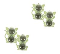INOOMP 4 Pièces Jouet pour Chat Boules d'herbe à Chat Adhésives Les Plantes D'intérieur Vivent à L'intérieur Boule d'herbe à Chat Nettoyage des Dents De Chat Menthe Chat Green Plastique
