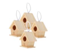 INOOMP 4 Pièces Kit Nichoirs Miniatures Inachevés à Peindre Nichoirs Suspendus pour Décoration de Fête Extérieure Portable et Légère