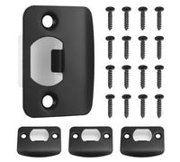 INOOMP 4 Pièces Plaque de Verrouillage de Porte en Acier Inoxydable Noir Vis, Gâche Réglable pour Sécurité Renforcée, Adaptée aux Maisons et Commerces