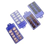 INOOMP 400 Faux Ongles Longs à Couverture Complète 400 Pièces Petits Coffrets Bleu Blanc Rouge Profond Kaki Clair Noir Manucure pour Femmes Nail Art Décorations