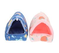 INOOMP 4pièces Lit Douillet pour Hamster Et Petits Animaux Nid Hiver Confortable Doux Fraise Océan