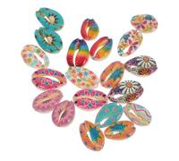 INOOMP 50 Pièces Pendentifs Coquillages Tranche Bleus et Roses pour Création Bijoux Diy, Boucles D'oreilles et Bracelets Personnalisables pour Femmes, Accessoires Légers Naturels