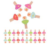 INOOMP 50 Pièces Pince Photo en Bois Champignon Décorative avec Corde