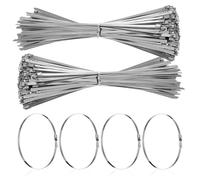 INOOMP 500 Pièces Clips Câbles Métalliques en Acier Inoxydable Robustes et Autobloquants, Attache Câble Argentée pour Véhicules et Usages Industriels, Maintien Ferme et Sécurisé