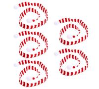 INOOMP 5pcs Écharpes Décoratives Rayées Rouges en Laine Pompon pour Garçon et Filles et Adultes, Protection Hiver Confortable, Décoration de Noël Extérieure