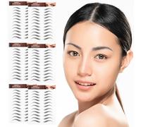 INOOMP 6 Feuilles D’autocollants pour Sourcils Temporaires 6d Waterproof, Aspect Poil Naturel, Patchs Préformés Noirs, Maquillage Sourcils Solide pour Entretien Quotidien