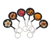 INOOMP 6 Pièces Mini Food Keychains Set Funny Frying Pan Pendant Charms For Bags Party Favors Lightweight And Compact Keyring Accessories For Family And Food Lovers