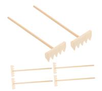 INOOMP 6 Pièces Outils De Bac à Sable Râteau D'artisan Mini Râteaux à Sable Zen Râteau De Jardin Miniature avec Jardinage Artisanat Petit Miniatures en Bois Beige