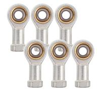 INOOMP 6 Pièces Palier de Biellette à Roulements à Billes à Œil de Poisson en Acier Chromé Argenté, Résistance Haute Température, Filetage Interne M8x1.25 pour Applications Industrielles