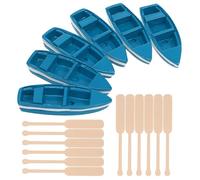 INOOMP 6pièces Mini Barque Bois Décorative avec Rames Set De Bois Robuste Ornement Artisanal Thème Nautique pour Décoration Intérieure Bord De Mer Ambiance Océan sur Table