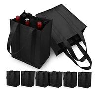 INOOMP 6pièces Porte-Bouteilles Isotherme Tissu Non Tissé avec Séparateurs Flexibles Cabas Souple pour Transport Wine Bottle Carrier Pratique pour Voyage Et Fête