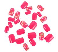 INOOMP 72 Pièces Kit de Faux Ongles Français Moderne Floral en Plastique, Forme Cercueil, Ajustement, Couverture Complète pour Fête de Printemps