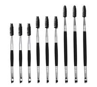 INOOMP 9pièces Brosse Sourcils Femme Double Embout pour Mise Forme Précise et Remplissage des Sourcils avec Goupillon et Manche Bois