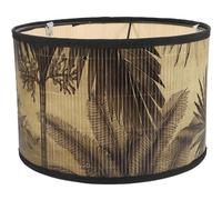 INOOMP Abat-Jour Suspendu Cylindrique en Bambou Naturel Motif Oiseaux Imprimé, Abat-Jour Tambour pour Lampe de Plafond, Adapté pour Chambres d'Hôtes et Salons, Modèle J sans Cordon