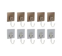 INOOMP Acier Inoxydable Crochets Adhésifs Muraux 10 Pièces | Perçage, PVC Lisse, Résistants à Rouille, Cuisine, Lot de Dix