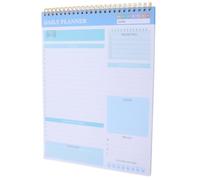 INOOMP Agenda Hebdomadaire Non Daté A4 Bleu Clair, Bloc-notes Spiralé Couverture Pvc et Support Rigide, Planificateur de Tâches Quotidiennes pour Bureau et Organisation Professionnelle