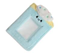 INOOMP Album Photo Peluche Bleu 3 Pouces 1 Poche de Rangement Amovible, Protège Cartes Postales et Photos Souvenirs, Album de Collection Portable Maison et Bureau, Présent Créatif