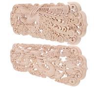 INOOMP Applique en Bois Sculpté Dragon et Phénix, Décor Mural Européen pour | Bois Beige Non Peint, Relief 3d, Pose Facile, Usage Chambre et Bricolage, pour Lit et Angle de Meuble