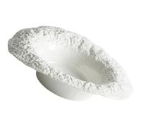 INOOMP Assiette Creuse en Céramique Blanche Forme Chapeau de Paille Résistante aux Chocs Texture Rocheuse Intégrée pour Restaurant et Service de Pâtes